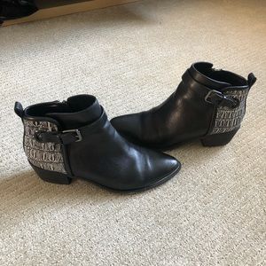 Circus by Sam Edelman Black Booties Faux B&W Croc